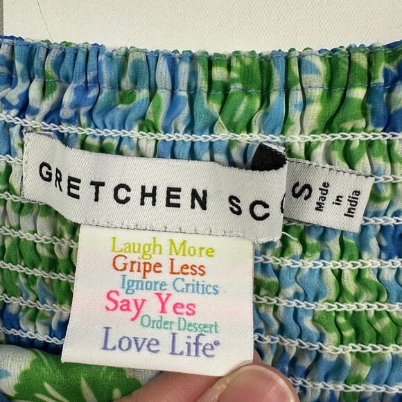 Gretchen Scott Dress Womens Small Green Fiesta Chiffon Maxi Sleeveless Smocked - Picture 4 of 12